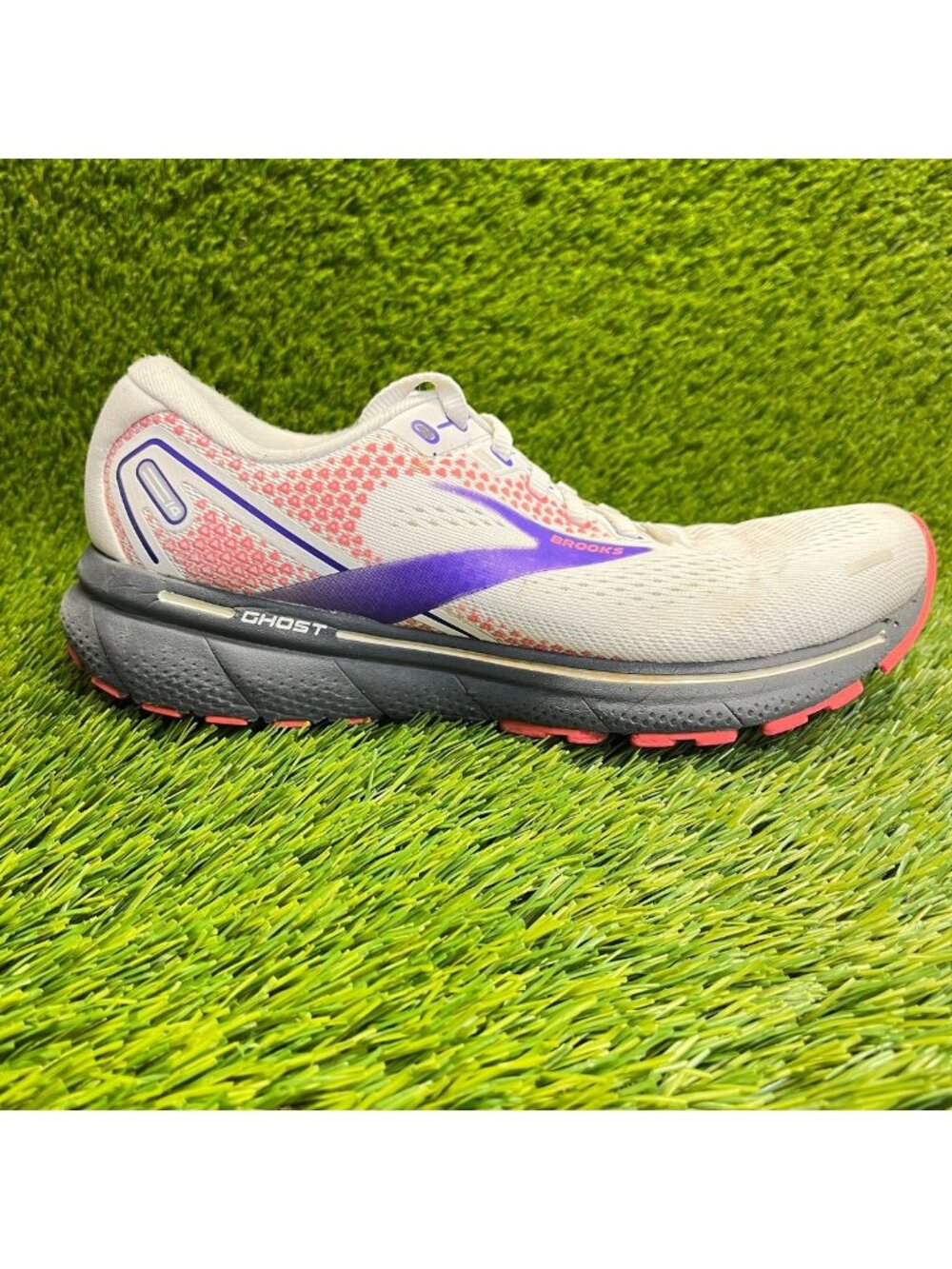 Brooks Ghost 14 Womens Size 8.5 White Purple Athletic Running Shoes Sneakers